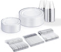 WELLIFE Silver Plates, Plastic Dinnerware Set by WELLIFE