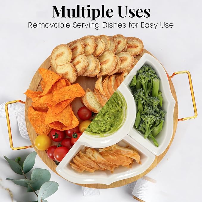PLAPITATE Party Serving Trays and Platters, Ceramic Lazy Susan Serving Tray - Image 6