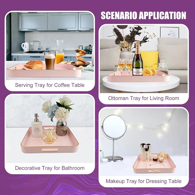 Gifturbo Pink Square Decorative Tray, Serving Tray - Image 5