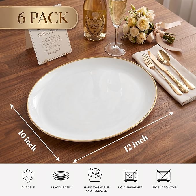 6Pcs Gold Plastic Serving Trays - Image 4