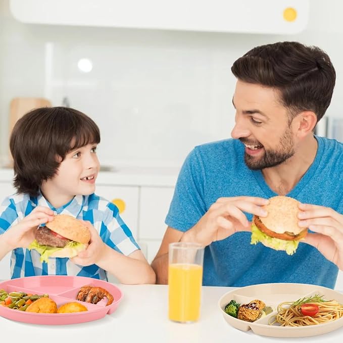 9-Inch Unbreakable Wheat Straw Divided Plates, Microwave & Dishwasher Safe | - Image 7