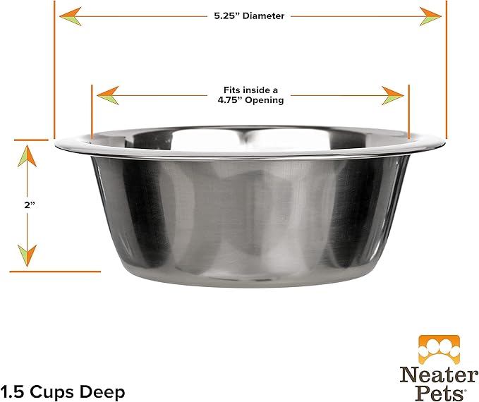 Neater Pet Brands 1.5 Cup Stainless Steel Dog Bowls, 1 Single Neater Feeder - Image 3