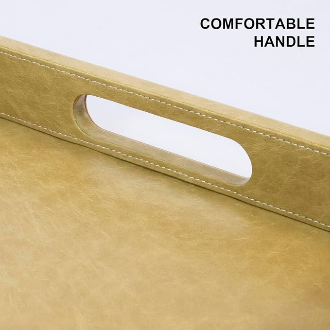 30 x 24 inches Rectangle Leather Ottoman Serving Tray - Image 6