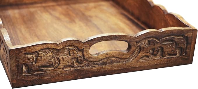 COTTON CRAFT Hand Carved Wooden Serving Tray - Image 5