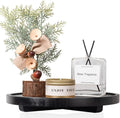 Round Decorative Tray Wood Bathroom Counter Organizer Farmhouse Kitchen Decor by zoocatia