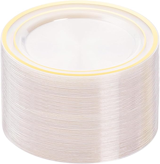 BESTVIP 100Pcs Clear Plastic Plates, 10.25 Inch Disposable Party Plates | Heavy by Bestvip