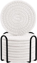 ABenkle Drink Coasters with Holder Set of 10, Cotton Woven Absorbent Coasters by ABenkle