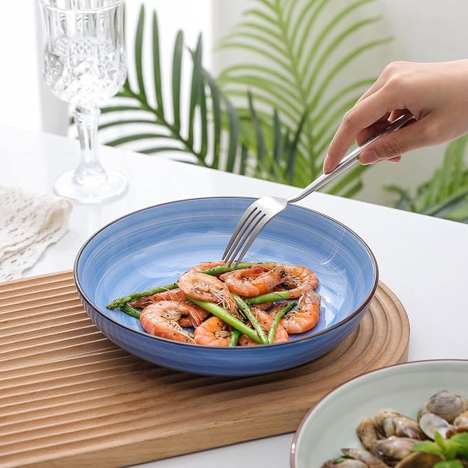 Selamica Ceramic Pasta Bowls Set 34 OZ, Large Salad Bowl 8.6 Inch Deep Plates - Image 5