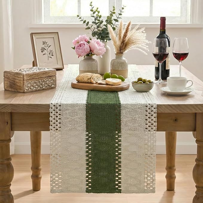 Artoid Mode Army Green Farmhouse Rustic Table Runner 12x108 Inch | Seasonal - Image 2