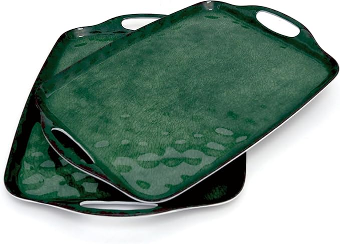 TP Melamine Serving Trays with Handles, 17” x 12”, Retro Green | Rectangular by TastePrime