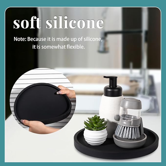 Silicone Bathroom Tray Coffee Table Decor Perfume Organizer, Waterproof - Image 3