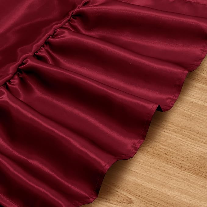 2 Pack Burgundy Satin Table Runner 12 x 72 Inch | Ruffle Design, Luxurious - Image 5