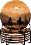 YETTASBIN Western Cowboy 6 Pcs Drink Coasters by Unknown