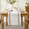 Wracra Embroidered Table Runner, Taupe Table Runners 60 Inches Long | Irregular by Wracra