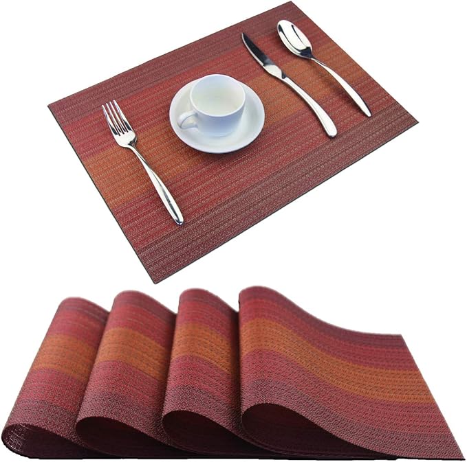 PIGCHCY Placemat, Washable Woven Non-Slip Insulation Durable Placemat Vinyl by PIGCHCY
