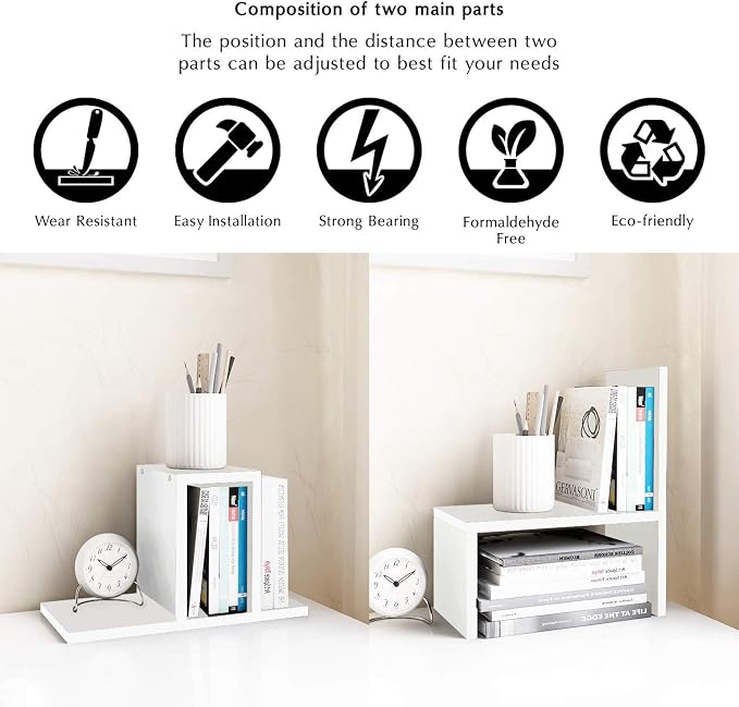 Jerry & Maggie - Desktop Organizer Office Storage Rack Adjustable Wood Display - Image 7