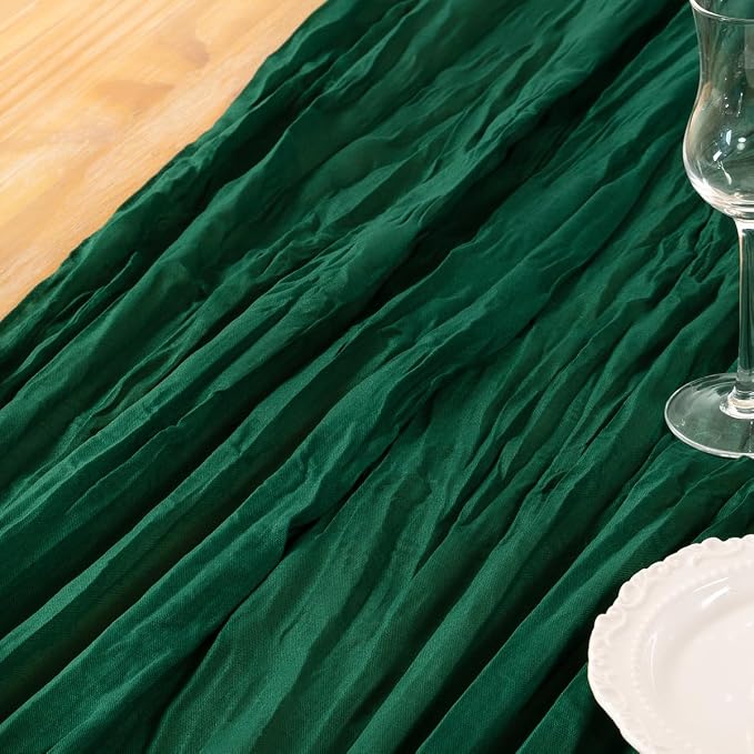 DeZerlor Emerald Green Cheesecloth Table Runners 6 Pack Christmas Runners | - Image 6