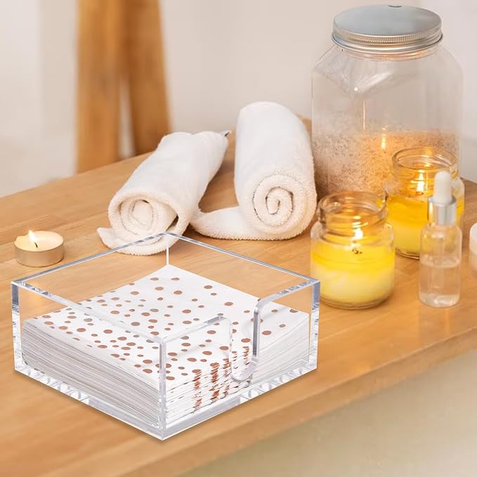 Rubtlamp 2 Pack Napkin Holder, 5.5x5.5x2.6 Inch Square Cocktail napkin holder - Image 6