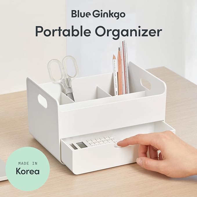 BLUE GINKGO Portable Desk Organizer, Made in Korea | 3 Compartments. Half - Image 2