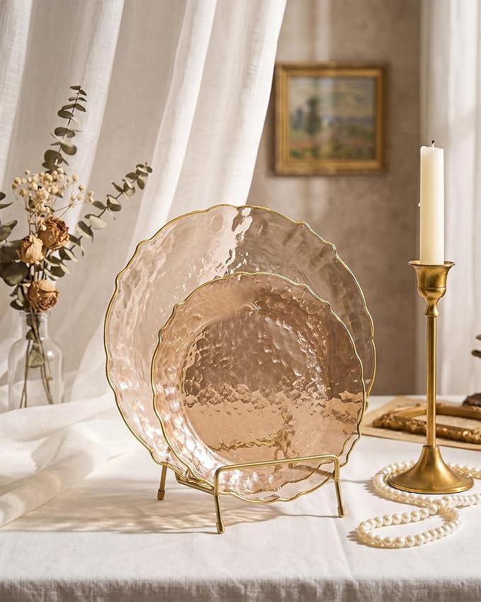 bUCLA 40PCS Brown Plastic Plates - Image 3