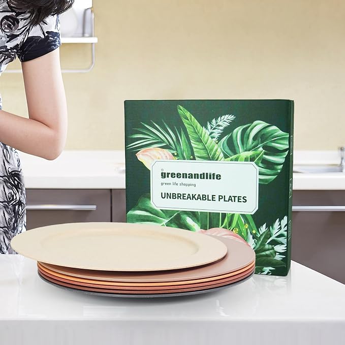 10inch/6pcs Dishwasher & Microwave Safe Wheat Straw Plates, Alternative - Image 6
