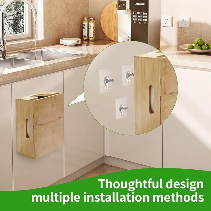 Bamboo Paper Plate Storage, Paper Plate Holders and Dispenser, fit - Image 6