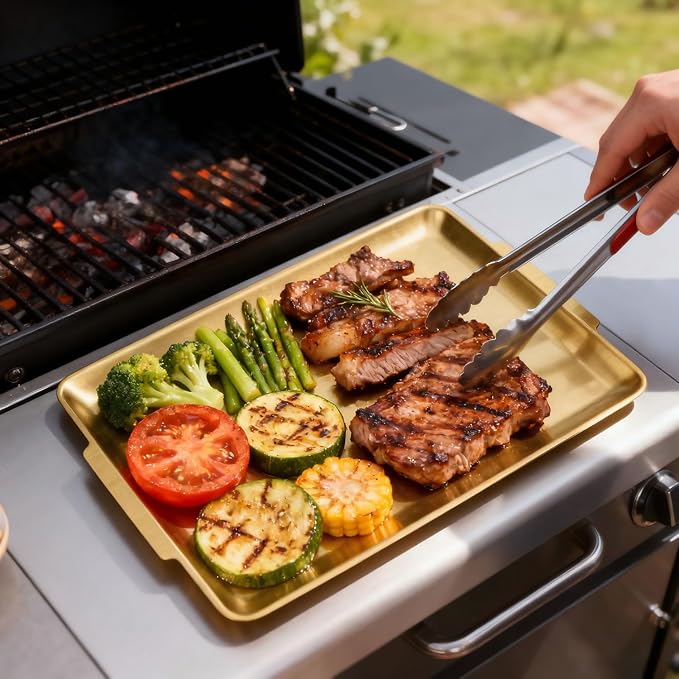 16.3" x 11" Large Serving Platters, Stainless Steel Heavy-Duty Large Serving - Image 5