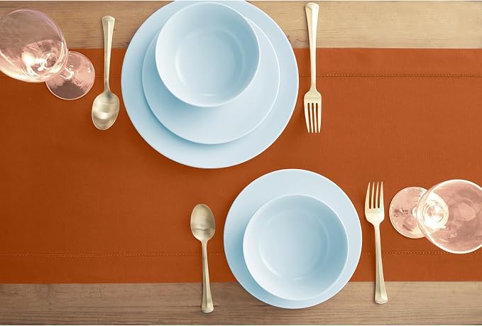 Solino Home Cotton Linen Dining Table Runner Cinnamon Hemstitch, 14 x 72 in | - Image 3