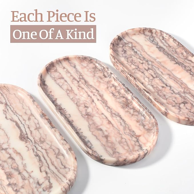 Natural Marble Tray, Catchall for Perfume, Jewelry Dish Moca Jade - Image 5