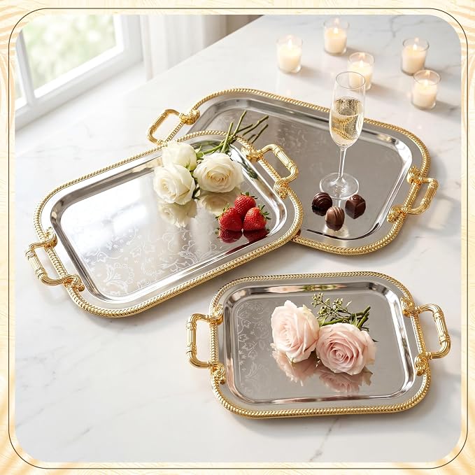 3 Pack Metal Serving Trays - Image 7