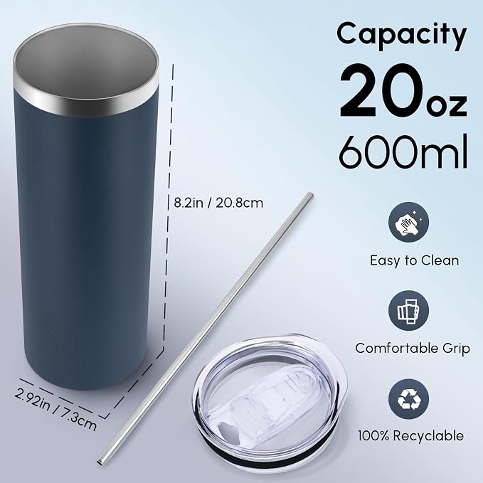 Volhoply 8 Pack Skinny Tumblers - Image 2