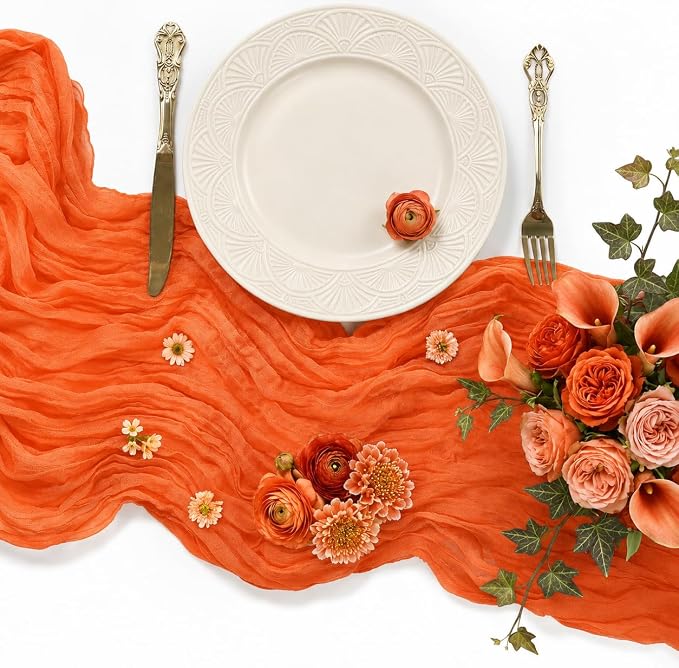 10 Pack Orange Cheesecloth Table Runner 22 x 120 Inch Gauze Table Runner | 10FT - Image 4