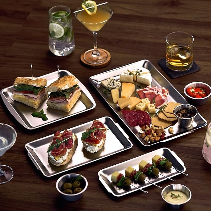 Wagensteiger SUS304 Stainless Steel Serving Platters, Rectangle Metal Dinner - Image 5
