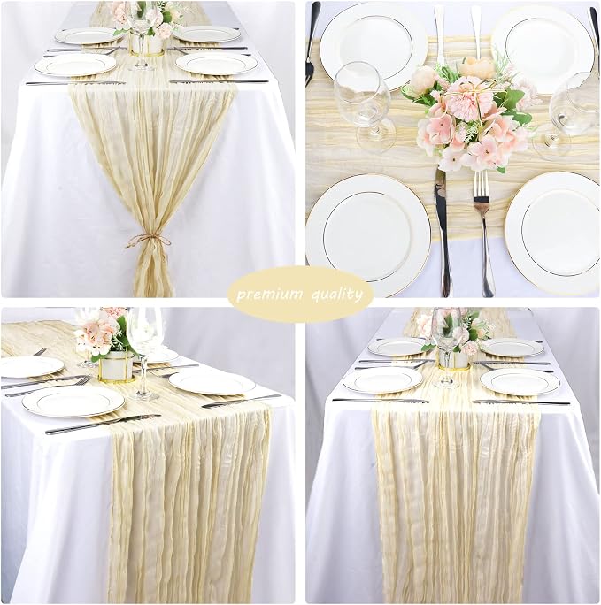 Fivenl 12 Pack Cheesecloth Table Runner 35x72 Inch Boho Gauze Table Runner - Image 5