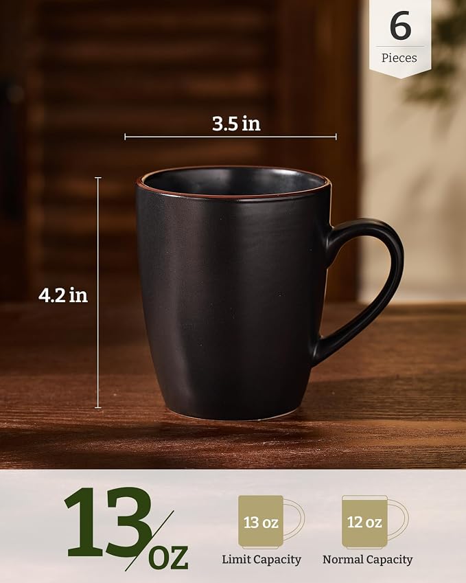 famiware Venus Coffee Mugs Set of 6, 13 oz Ceramic Stoneware Mug Cup Set | - Image 4