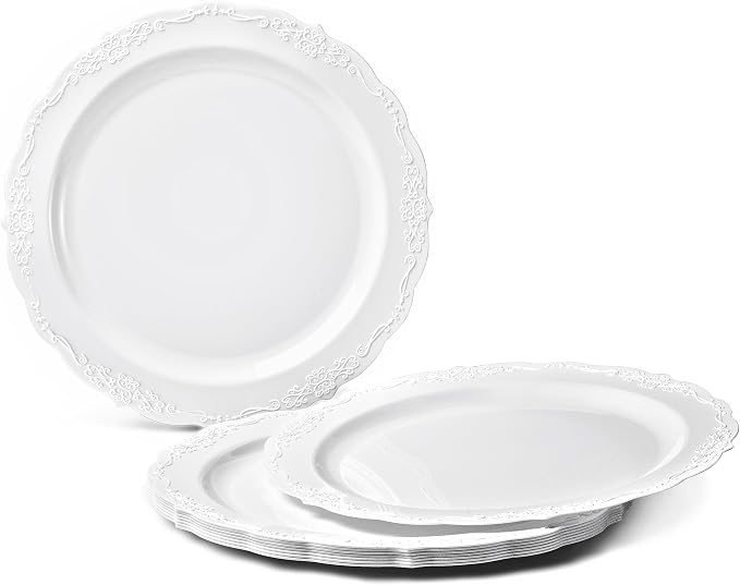 " OCCASIONS " 120 Plates Pack, Vintage Wedding Party Disposable Plastic Plates - Image 2