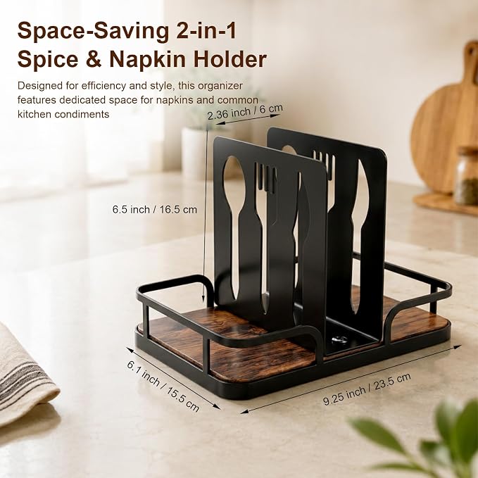 Napkin Holder for Table with Salt and Pepper Shakers Caddy, Farmhouse Kitchen - Image 3