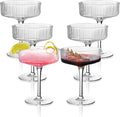 Montex Ribbed Coupe Glasses Set of 6, 10 oz Crystal Espresso Martini Glasses by Montex