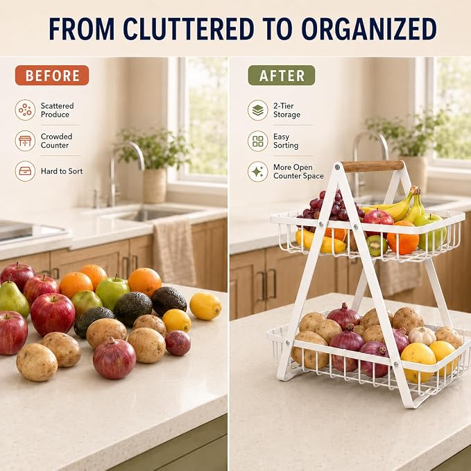 mahueeol 2-Tier Countertop Fruit Basket - Image 4