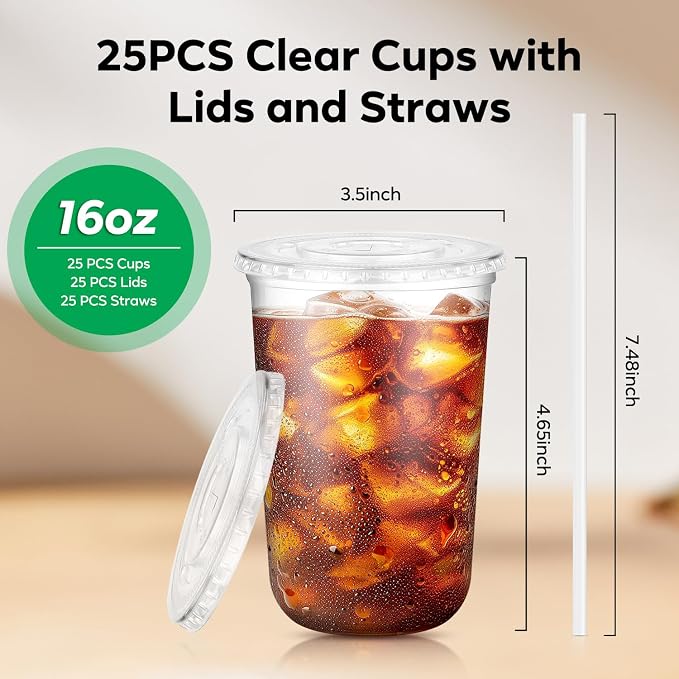 25 Pack 16 oz Clear Plastic Cups - Image 4