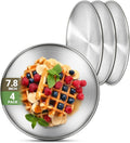 4 Stainless Steel Plates, 7.8 inch 304 Metal Camping Plate, Reusable Food by Offiper