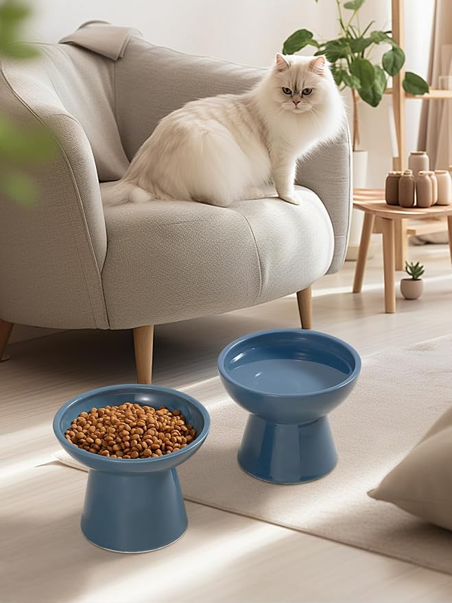 LoeJan Elevated Cat Food and Water Bowls Set, Extra Wide and Raised Ceramic - Image 7