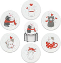 6 Pcs Coasters for Drinks with Holder, Sweet Cat in Love Cute Absorbent Coaster by BUYIDUI