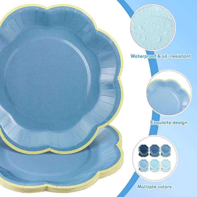60 Pcs Blue Party Plates, 7 In Dusty Blue Dessert Plates - Image 3