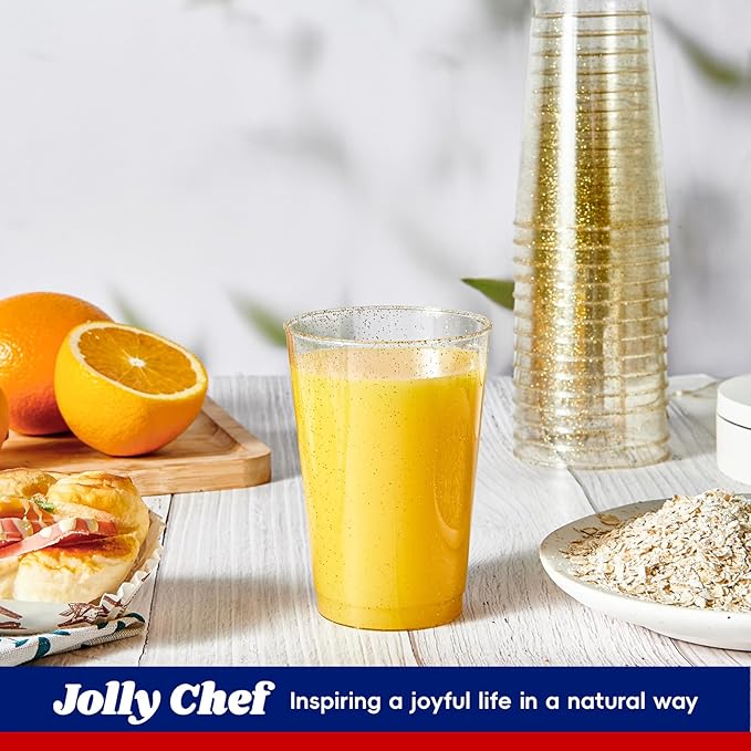 JOLLY CHEF 100 Pack 12 oz Gold Plastic Cups, Disposable Gold Cups, Heavy-duty - Image 5