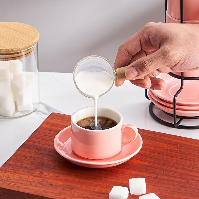 Espresso Cups Set of 4, 4oz Stackable Coffee Cups - Image 4