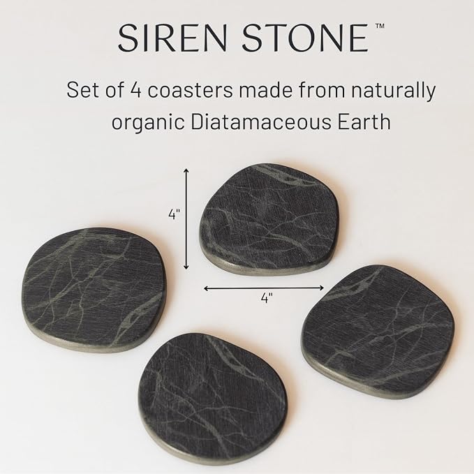 Diatomaceous Earth Coasters Set of 4 | Absorbent Stone Coasters - Image 2