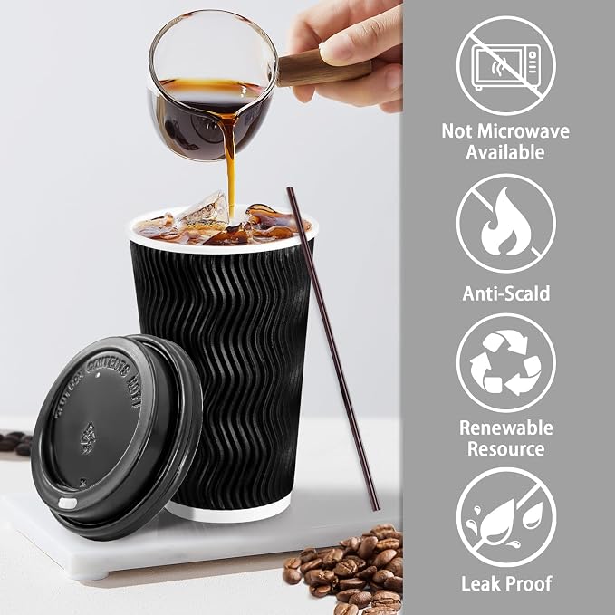 Lamosi 50 Pack 16 oz Disposable Coffee Cups - Image 3