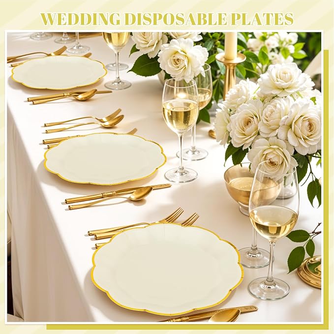 NatNarr 30 Pcs Cream Paper Plates, 9 Inch Ivory Paper Plates - Image 6