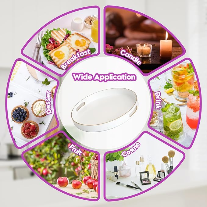Gifturbo White Round Serving Tray, Decorative Serving Trays - Image 6